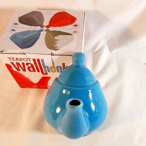 Nantucket Teapot Ceramic Wall Hook Blue - New Open Box